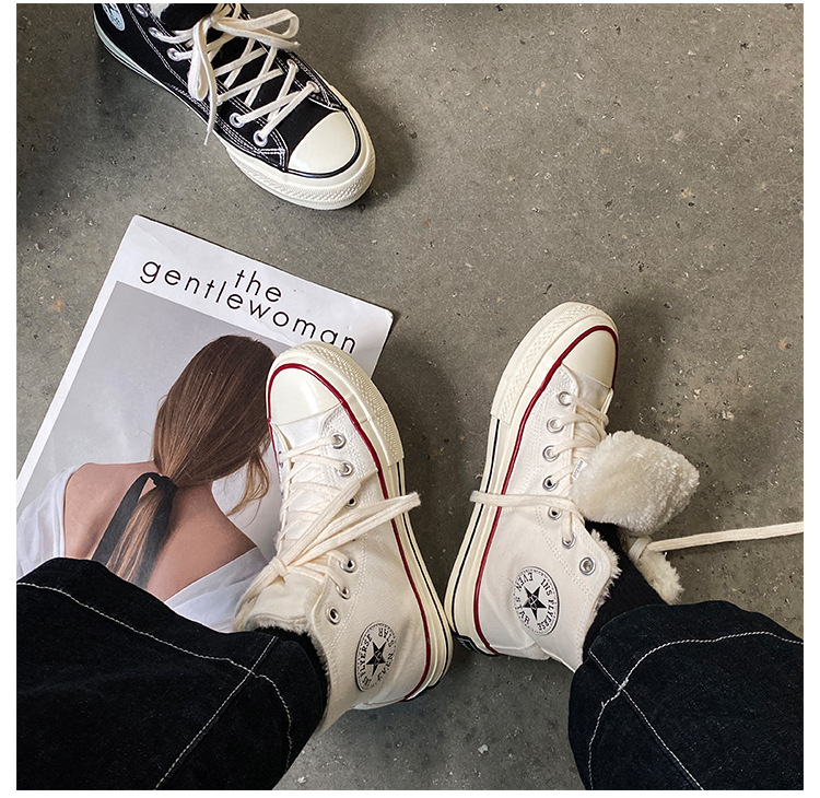 暮星evenstar 1970s棉鞋男冬季韩版圆标高帮加绒帆布鞋男女情侣鞋