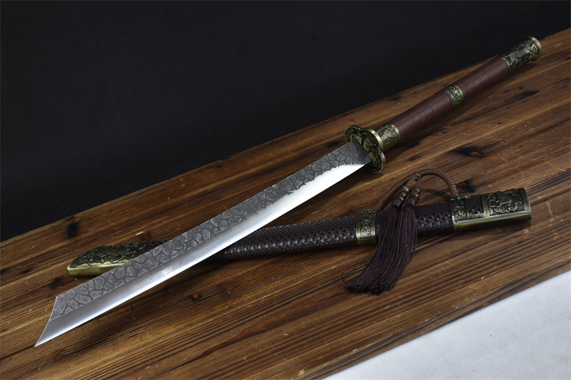 龙泉市刀剑手工锻打一体康熙战刀复古长刀影视冷兵器双手刀未开刃