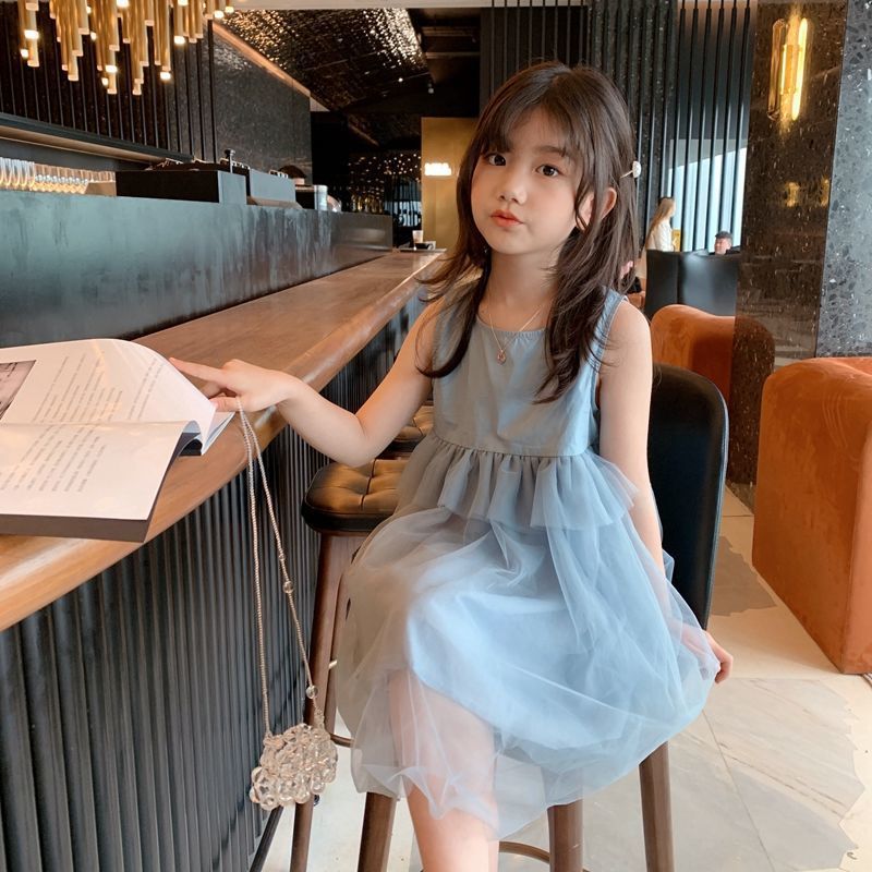 女童连衣裙洋气2022新款超仙夏装女孩裙子中大童网红网纱裙公主裙