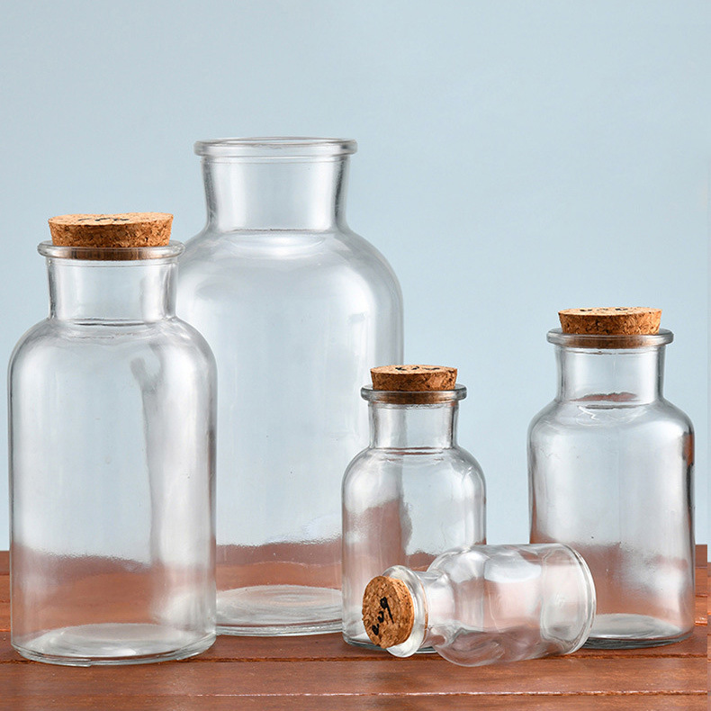 透明广口玻璃试剂瓶加厚实验室棕色透明加厚广口试剂瓶磨砂口玻璃