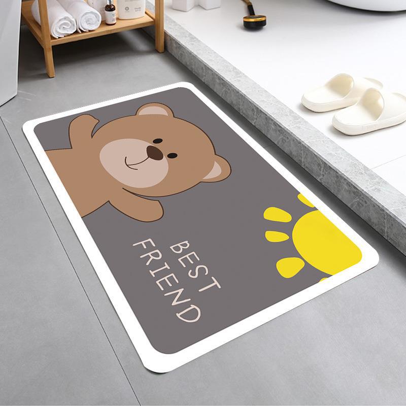 Diatom Ooze Floor Mat Entrance Doorway Kitchen Bathroom Absorbent Mat Fresh and Adorable Fun Ins Style Household Water Draining Pad Thickened