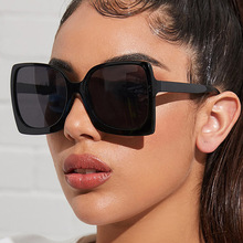 新款跨境欧美大框太阳眼镜ins凹造型时尚潮流拍照Y2K女士复古墨镜