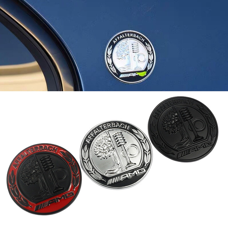 适用于奔驰新款苹果树c柱侧标a级c级e级改装amg圆形徽章装饰标贴