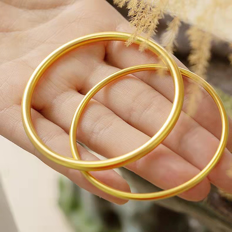 万足金9999手镯黄金古法手镯水贝黄金批发黄金实心手镯千足金手环