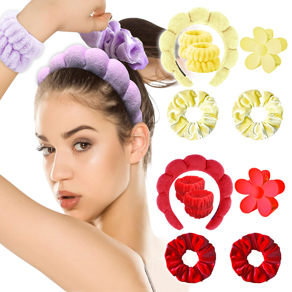 Europe and America Cross Border Hot High Skull Top Hair Accessories Female Face Wash Bath Cloud Sponge Headband Makeup Makeup Removal Bandeau Headband