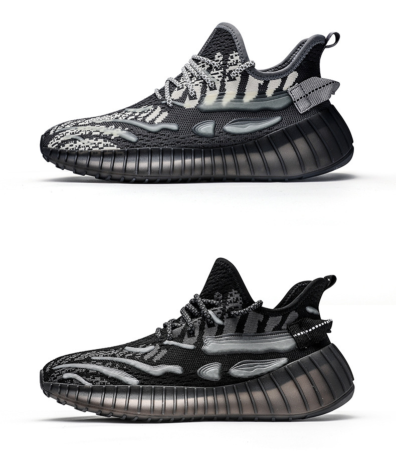 马克华菲男鞋夏季透气椰子鞋男运动休闲鞋子男潮鞋百搭夜光网面鞋