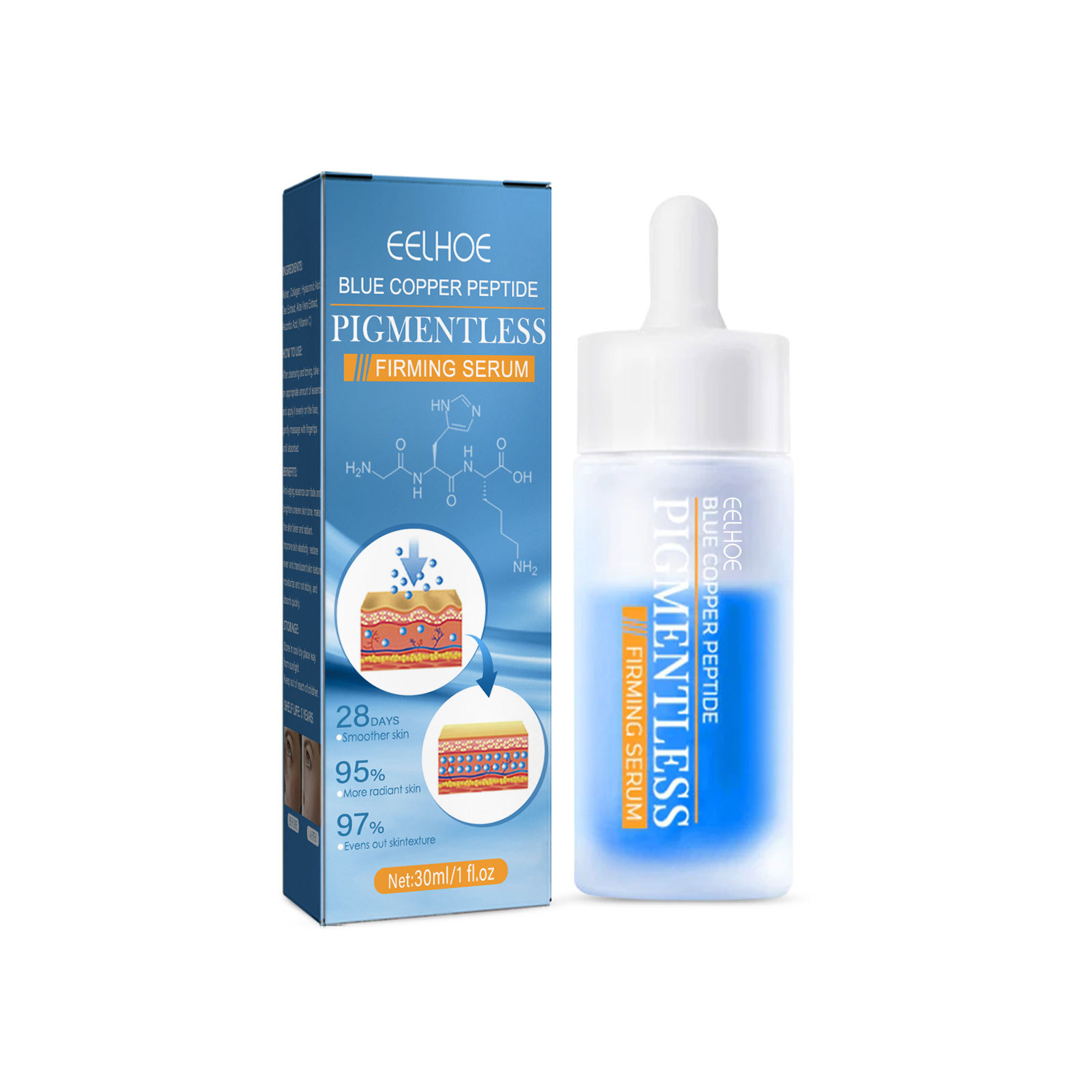 Eelhoe Blue Copper Peptide the Lifting Face Serum Fade Wrinkles Lift Lines Firming Skin Whitening Essence