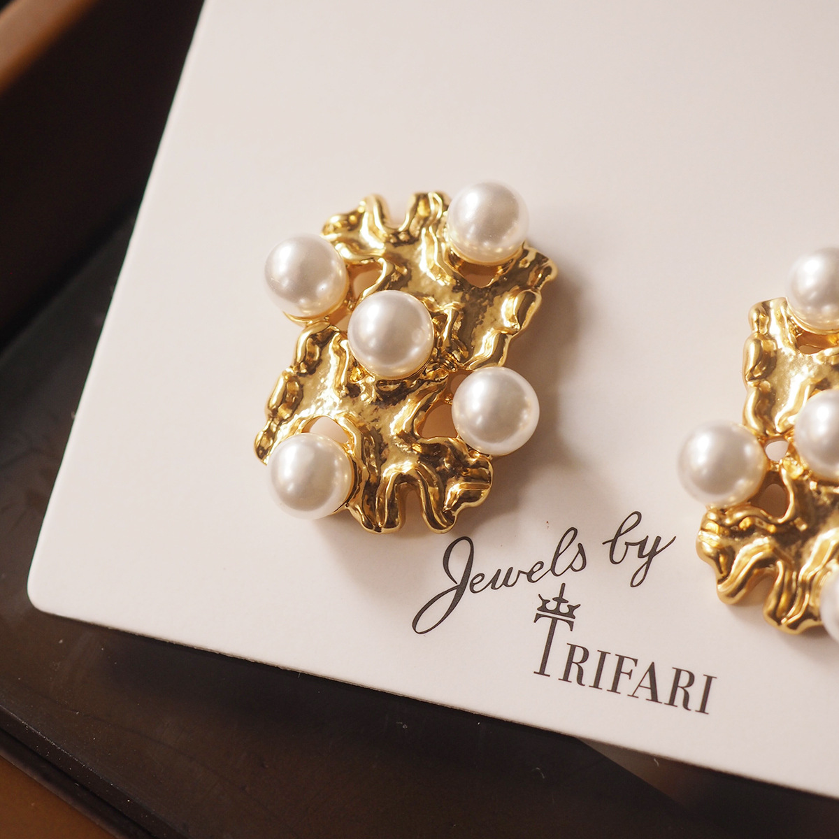 复古珍珠熔岩青岛中古vintage莫奈monet翠法丽trifari耳环耳夹