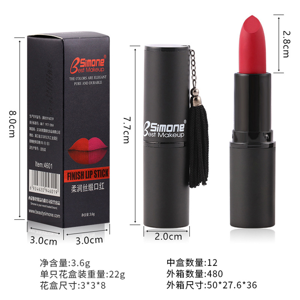 Exclusive for Cross-Border Bsimone Moisturizing Fresh Beauty Lipstick Long-Lasting Color Paste Lipstick Factory Wholesale Direct Sales