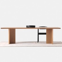 实木会议桌现代简约办公桌书桌红橡木原木餐桌客厅家用长桌工作台
