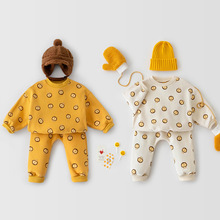 2022韩版春季新品男女童套装婴幼儿小狮子印花长袖卫衣卫裤两件套