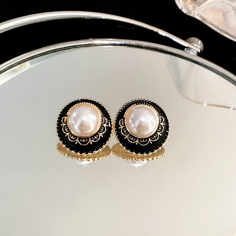 Silver Needle Drop Oil Circle Earrings Affordable Luxury Fashion Elegant High-Grade Earrings Vintage Middle-Ancient Earrings Wholesale