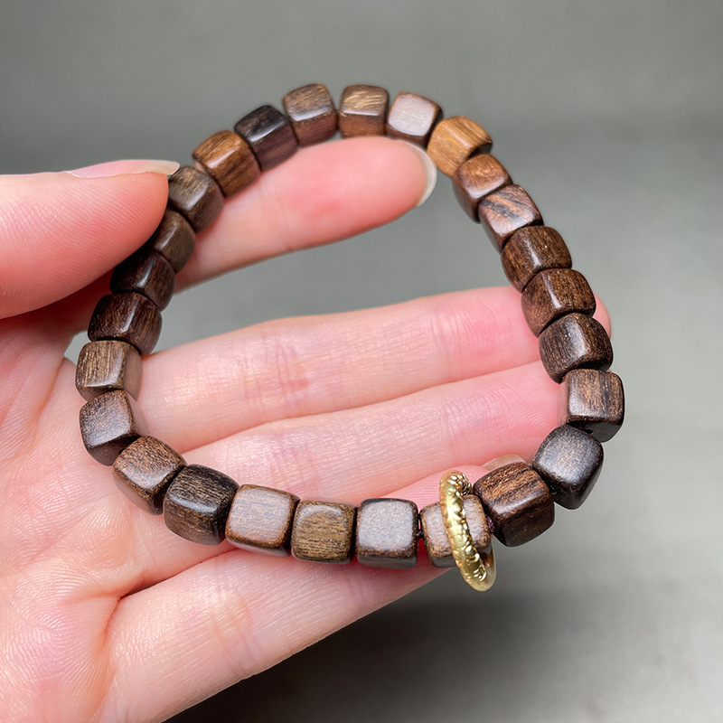 沉贵宝方糖药沉电镀金箍圈跑环复古手饰方形佛珠手串手链厂家批发