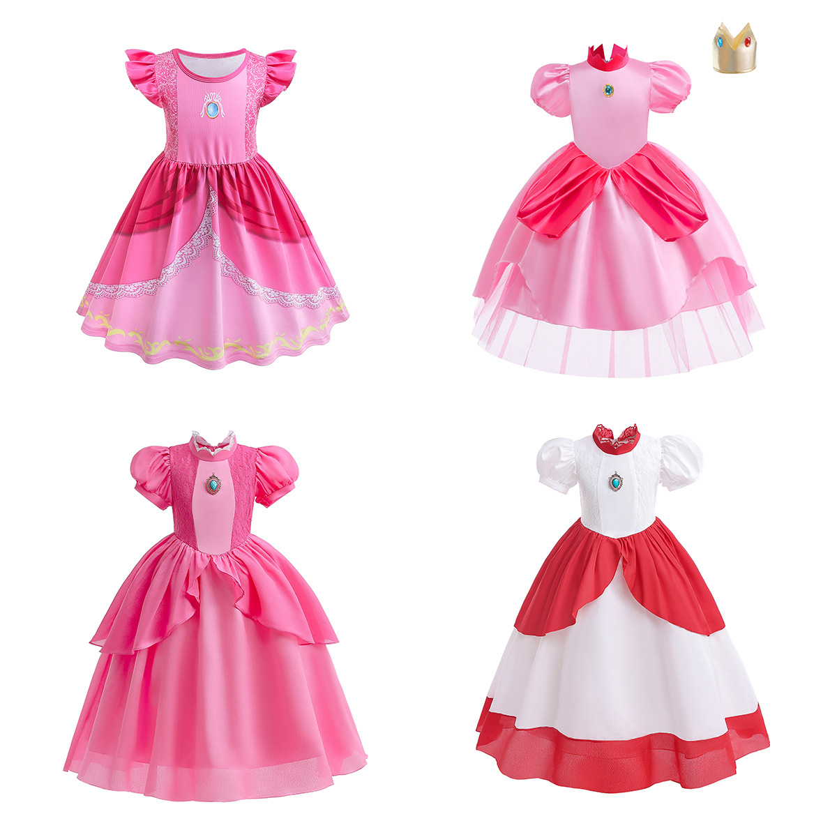 儿童超级玛丽马里奥游戏服圣诞粉色桃子碧琪公主裙peach