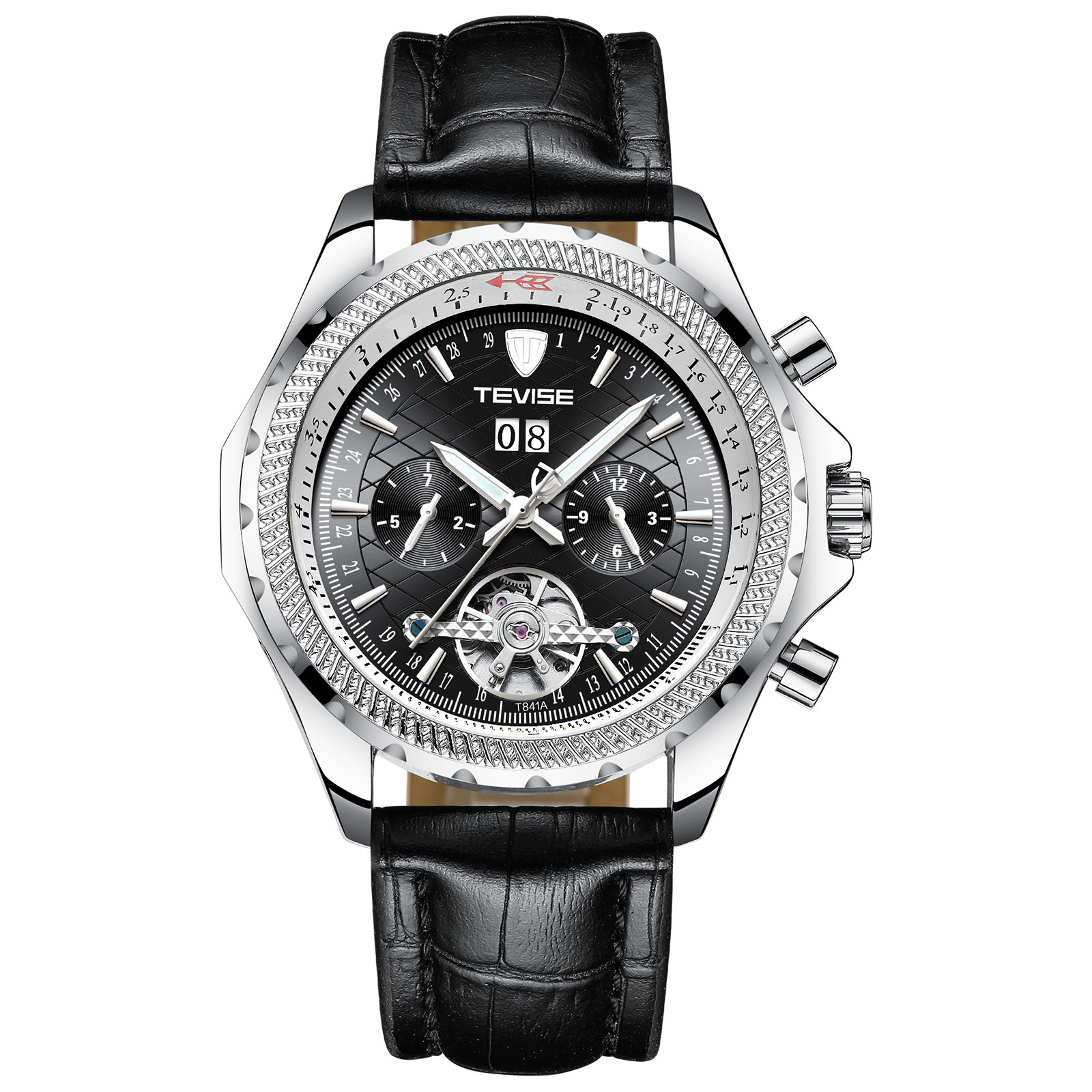 瑞士tevise特威斯男士大飞手表时尚全自动机械表防水陀飞轮男手表