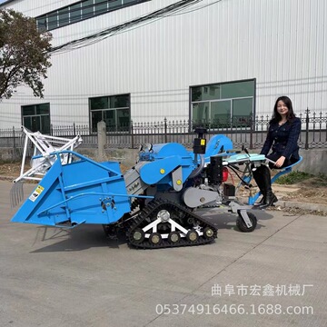 小型水稻收割脱粒装袋一体机 手推式稻麦收获联合 小麦联合收割机