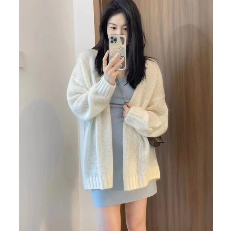 针织开衫外套女2024春秋新款慵懒风中长款宽松显瘦长袖外搭上衣潮