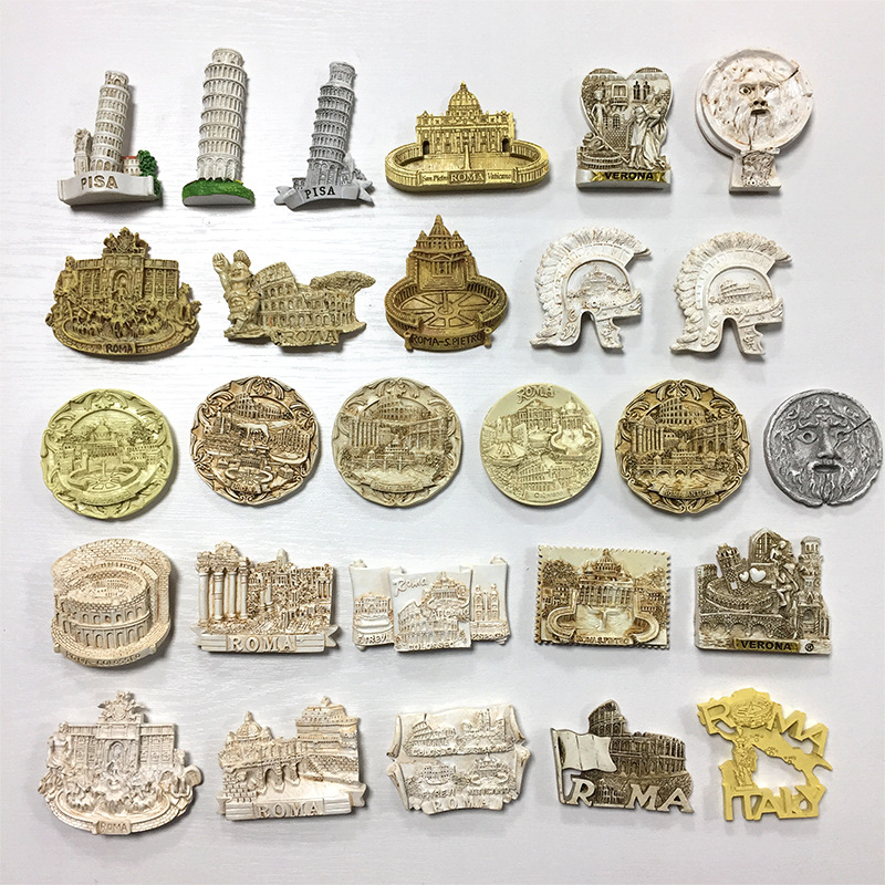 跨境电商货源意大利罗马创意磁铁冰箱贴立体复古彩绘装饰工艺品