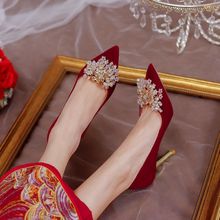 婚鞋新娘鞋红色细高跟鞋夏女