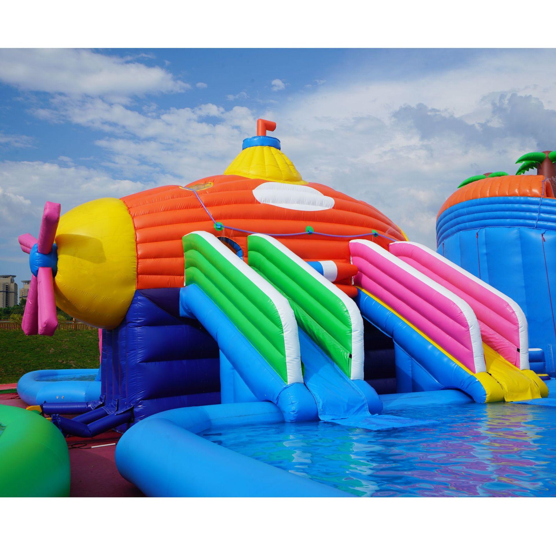 户外移动充气水上乐园 旅游景点水上游艺设施设备 组合水滑梯水池