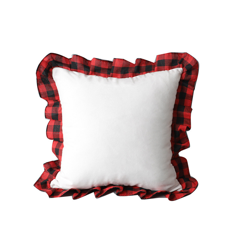 Heat Transfer Printing Classic Plaid Pillow Blank Sofa Cushion Christmas Linen Pillowcase without Pillow Core Creative DIY