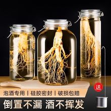 泡酒玻璃罐玻璃瓶大容量泡菜腌制罐带盖人参酒家用加厚密封罐跨境