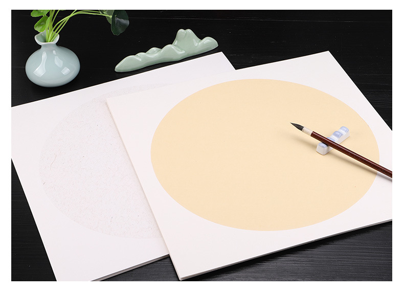 宣纸卡纸加厚生宣书法国画毛笔专用免装裱熟宣软卡镜片正方形扇面