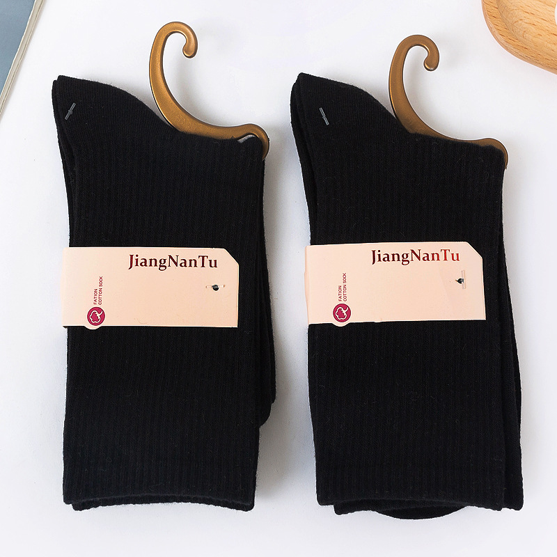 Japanese Winter Thick Bunching Socks Candy Color Long Socks Solid Color Fine-Combed Cotton Socks Wholesale Women's Mid-Calf Length Sock College Style
