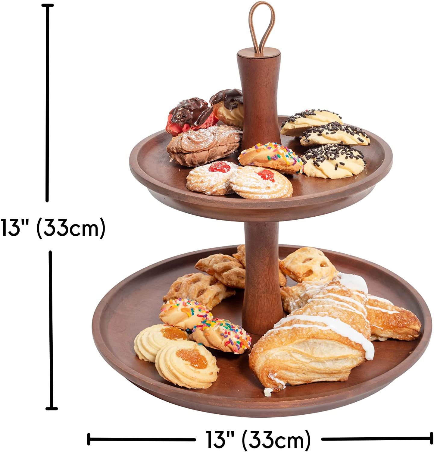 Wooden Tray Double-Layer Nordic Style Tray Snack Fruit Tray Double Deck Pallet Household Restaurant Desktop Tray