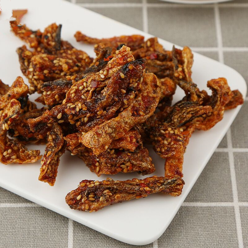 潮汕特产香脆鱼皮辣味200g瓶美食香脆鱼皮零食即食办公室休闲食品