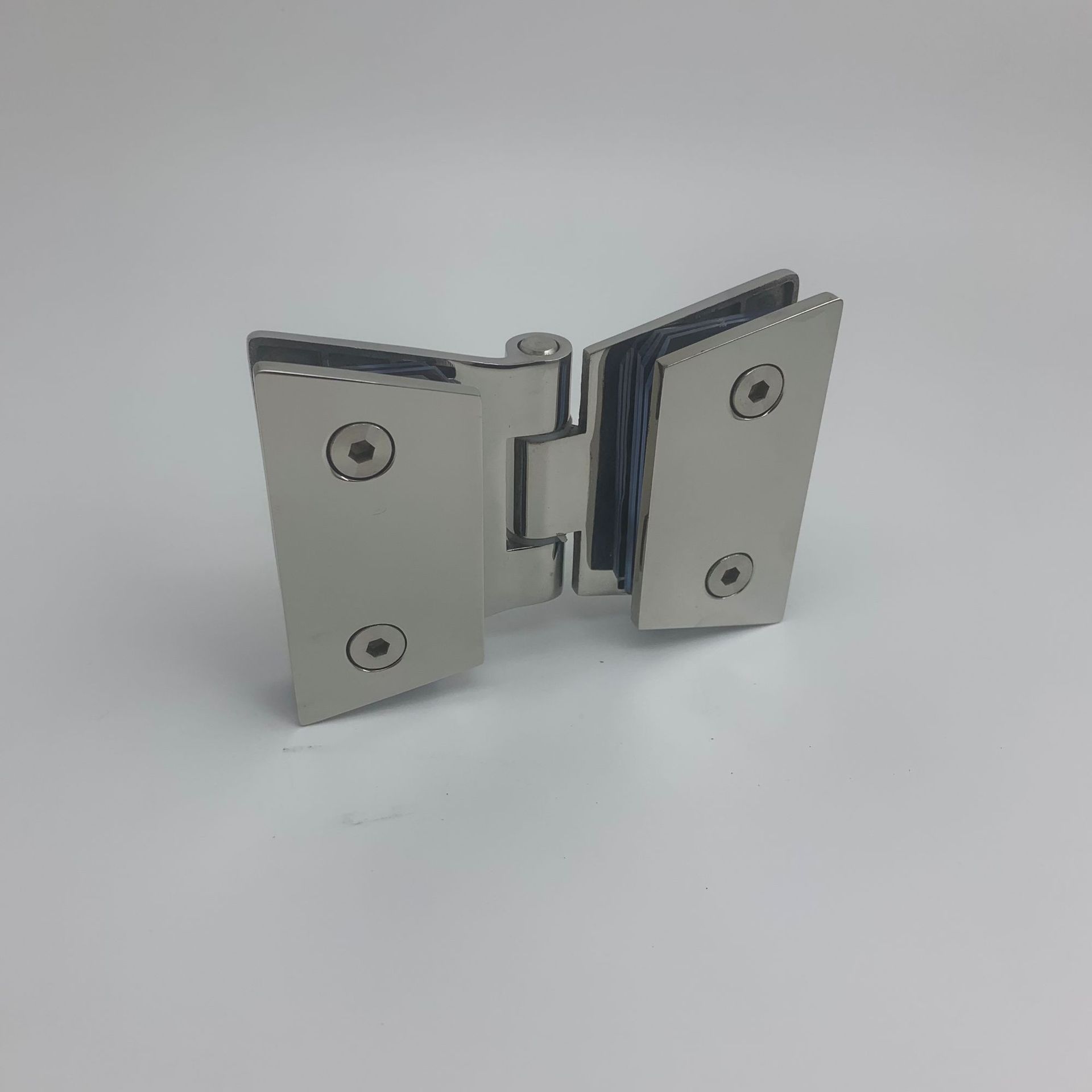 平面蝴蝶外开双边合页无框玻璃门夹免挖缺打孔浴室夹淋浴房配件