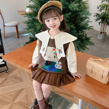女童春装裙套装儿童韩版时髦小女孩衣服女宝宝春秋毛线针织三件套