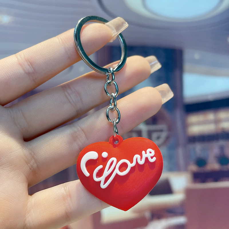 Internet Celebrity Clear Sweet Loving Heart PVC Keychain Modern Minimalist Ins Yiwu Advertising Gift Couple Bags Pendant