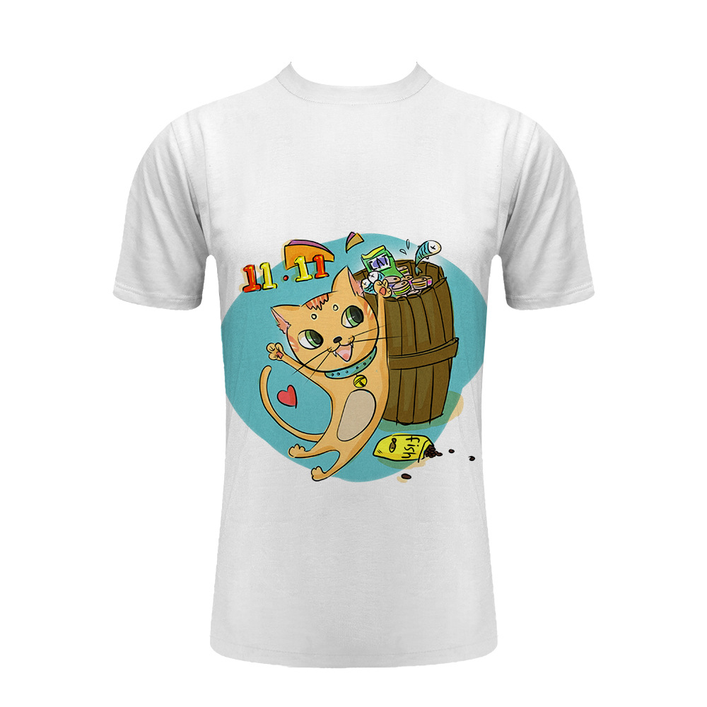 热转印升华涤纶空白短袖男t恤 170g仿棉拉架纯色印花t恤批发