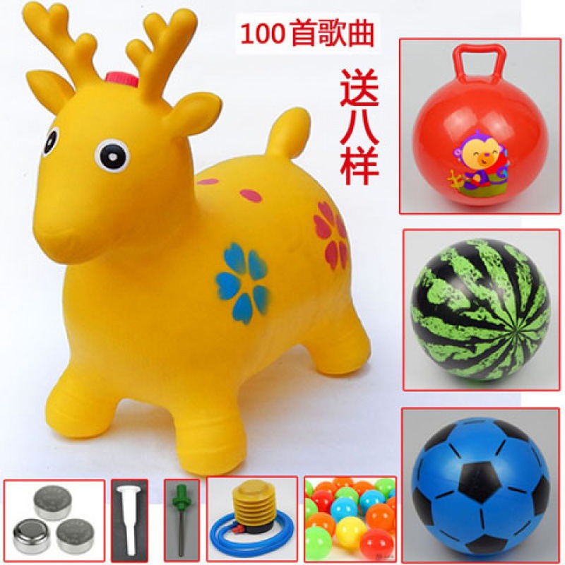 Jumping Horse Wholesale Children's Toy Inflatable plus-Sized Thickened No Baby Mount Pony Riding Music Jumping Deer