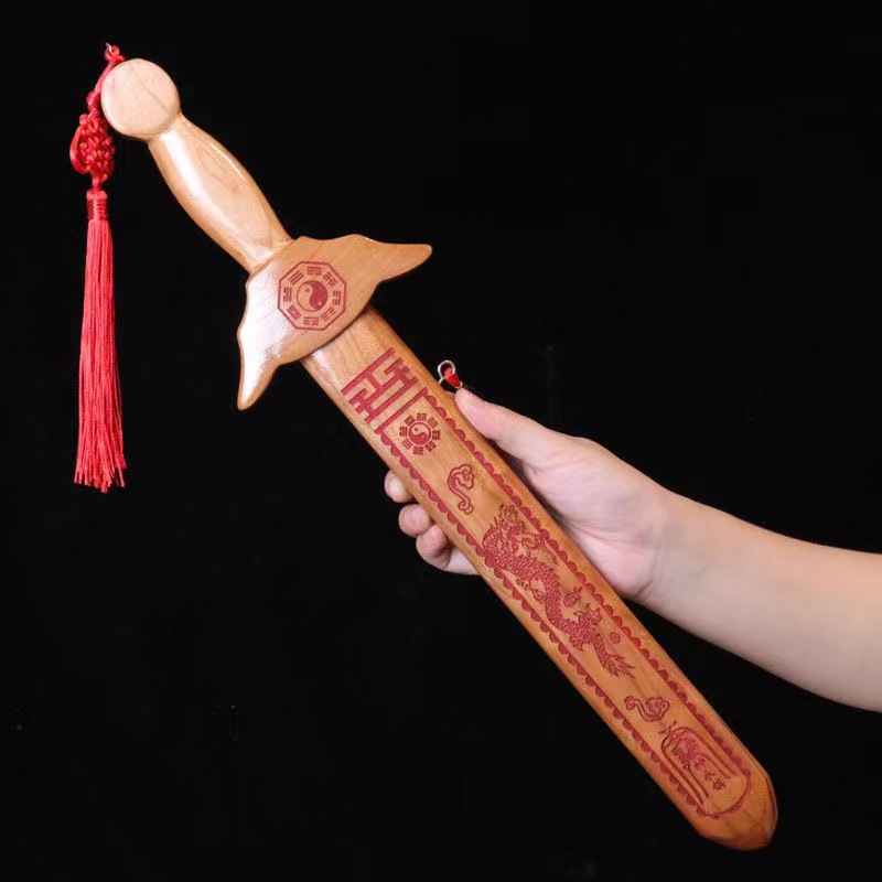肥城桃木剑 桃木斧头 景区 地摊工艺品 桃木剑 雕刻木质桃木拐杖