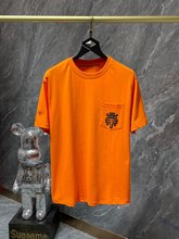 23SS春夏新款Chrome Hearts橘色宝剑十字马蹄短袖T恤爆款