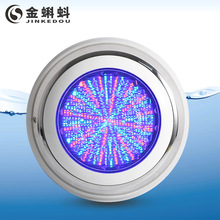 LED挂壁泳池灯七彩遥控水底灯 不锈钢游泳池投射壁灯按摩池水下灯
