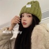 Korean Edition Solid Wool cap Autumn and winter Hat student keep warm Ear Twist cap Adult Hat Knitted hat