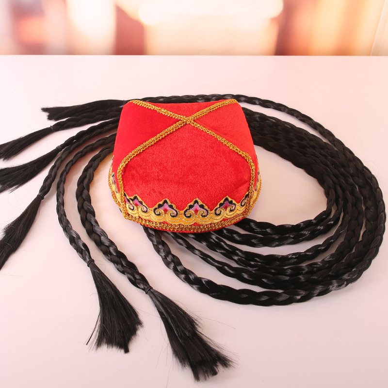 新疆民族风小花帽女舞蹈演出帽大人显脸小盆帽刺绣古风维族舞头饰