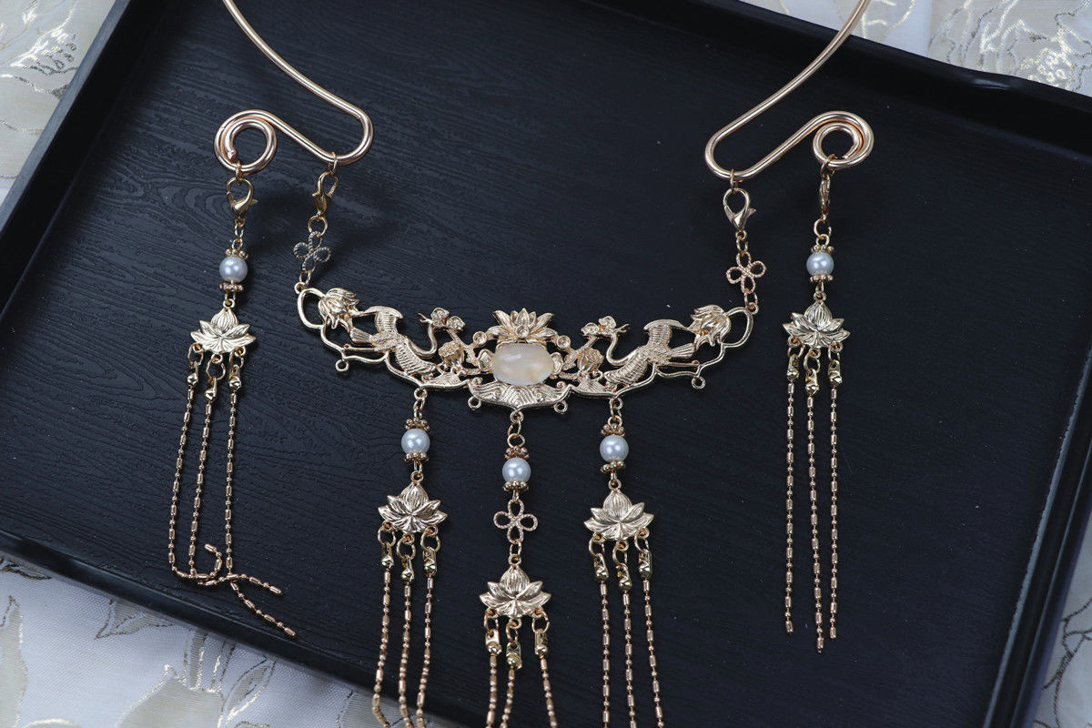 璎珞项圈汉服配饰宫廷圈古风发饰流苏珍珠点翠项链女古装头饰