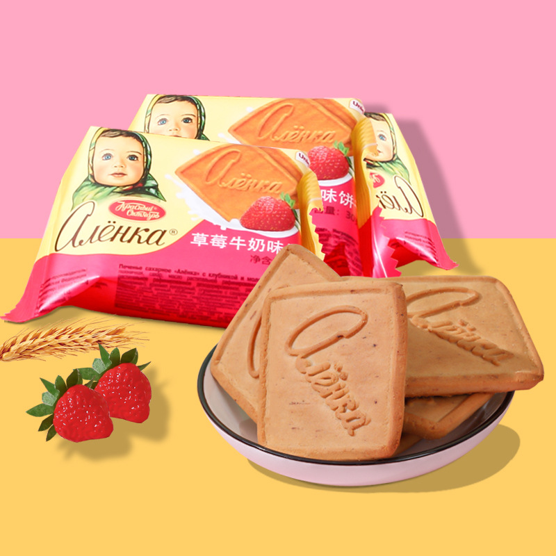 爱莲巧俄罗斯进口牛奶味饼干 国外休闲零食大头娃娃食品批发30g