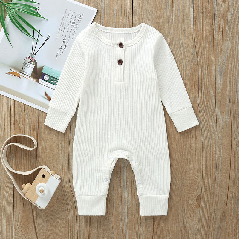 Spring and Autumn Long-Sleeved Baby Jumpsuit Solid Color Autumn Baby Romper Newborn Romper Jumpsuit Sheath Baby Clothes