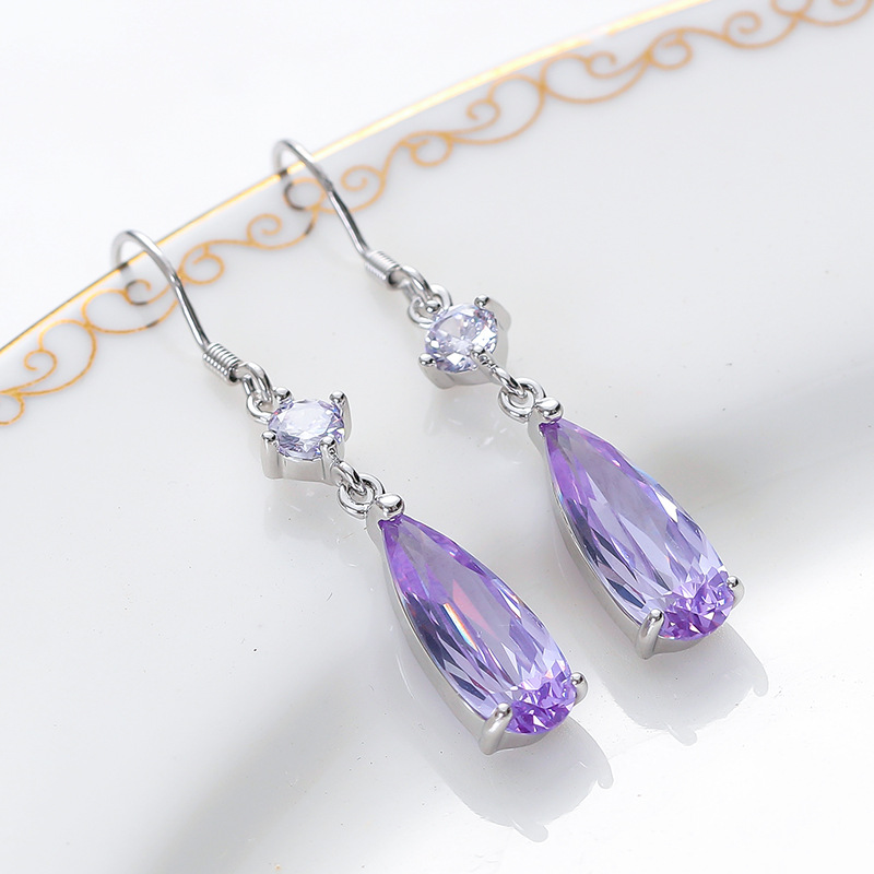 水滴耳环新款潮名媛气质耳扣淑女都市白领百搭水晶耳坠无耳洞耳夹