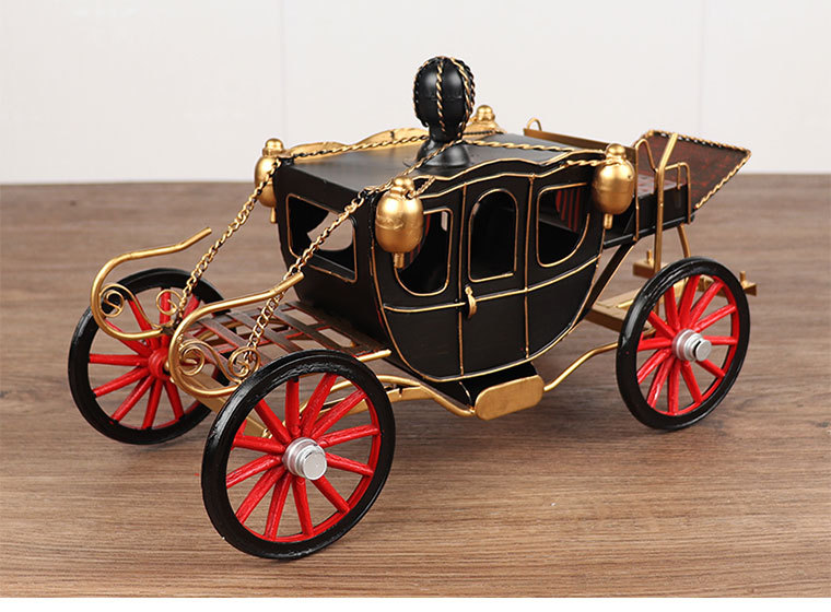 复古宫庭皇家马车模型铁艺怀旧工艺品老式客厅橱窗柜收藏装饰摆件