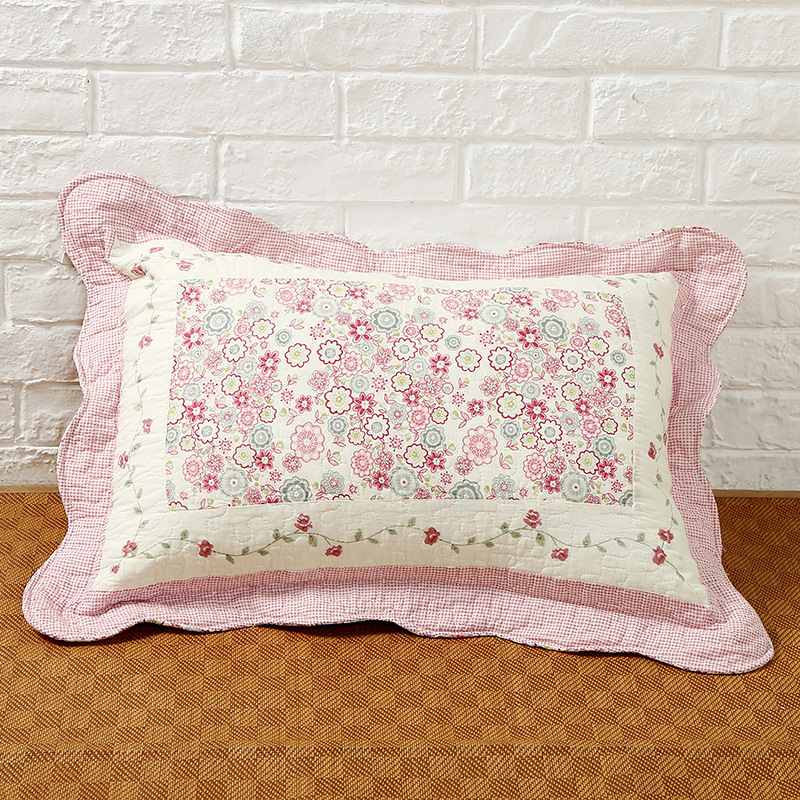 Export Korean Floral Pillowcase Pure Cotton Comfortable Pillowcase Pastoral Retro Pillow Towel Batch Set