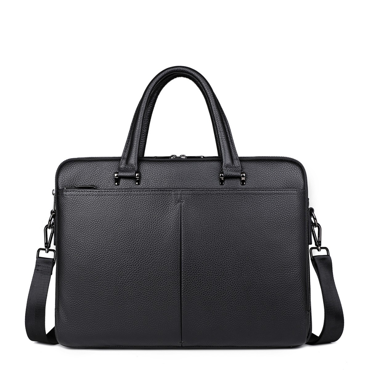 9906男士新款商务公文包真皮斜挎手提包黑色质感简约厂家直销跨境