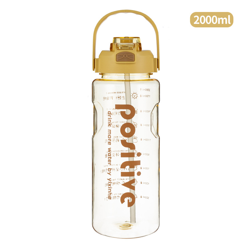 Direct Selling Large Capacity Outdoor Double Drink Big Water Cup Men's and Women's Fitness Drop-Resistant Sports Bottle Sports Handle Explosion-Proof Plastic Cup