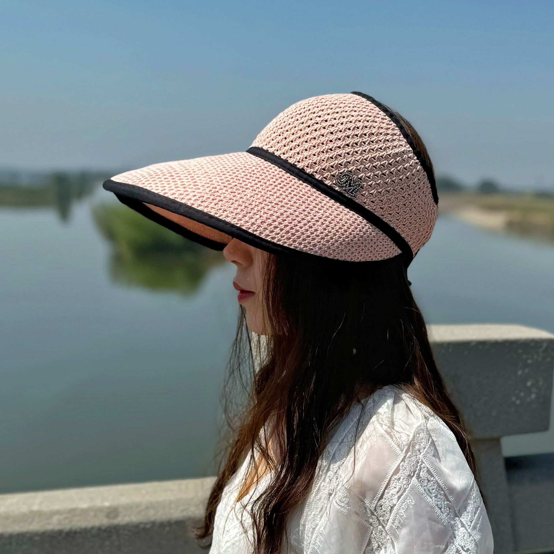 夏天中老年人帽子女士妈妈遮阳帽遮脸防晒透气薄款大檐空顶太阳帽