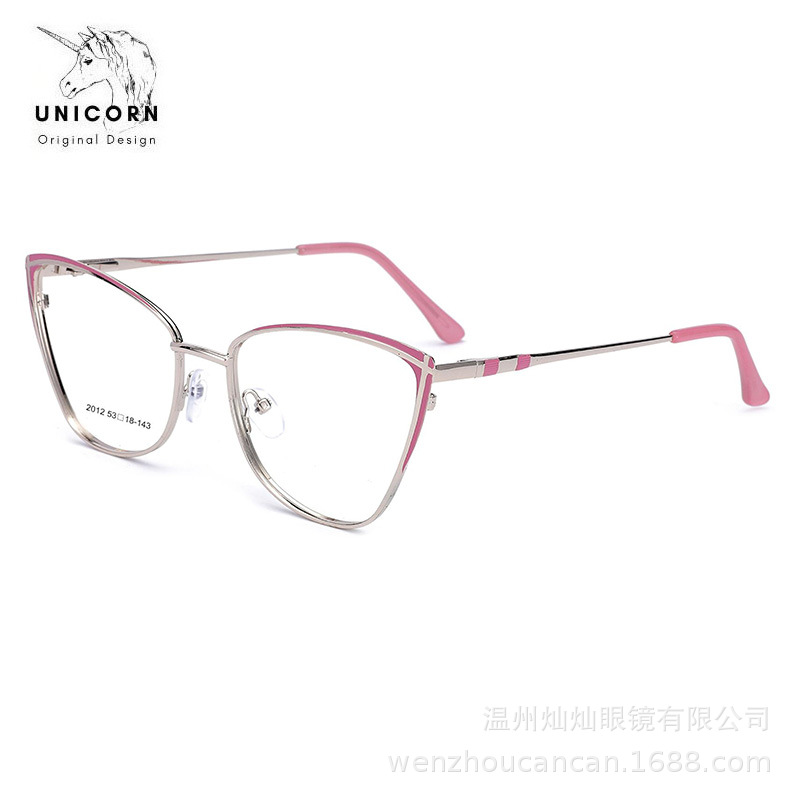 全框近视蝴蝶形眼镜框 女式金属眉毛弹簧腿平光镜外销专供-阿里巴巴